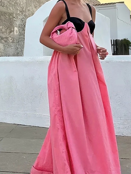Commense Dresses & Skirts - Commense Pink Maxi Dress with Black Bust